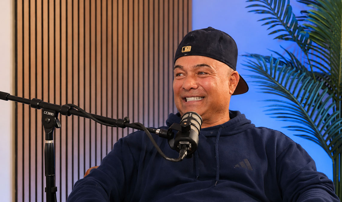 Host on camera at Las Palmas Podcast Studio